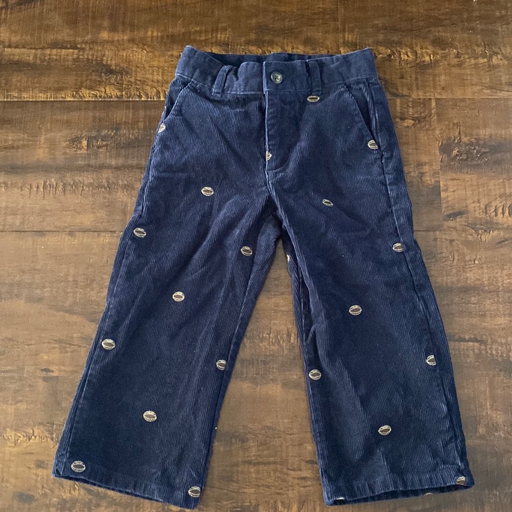 Vintage JANIE AND JACK toddler corduroy pants with footballs.